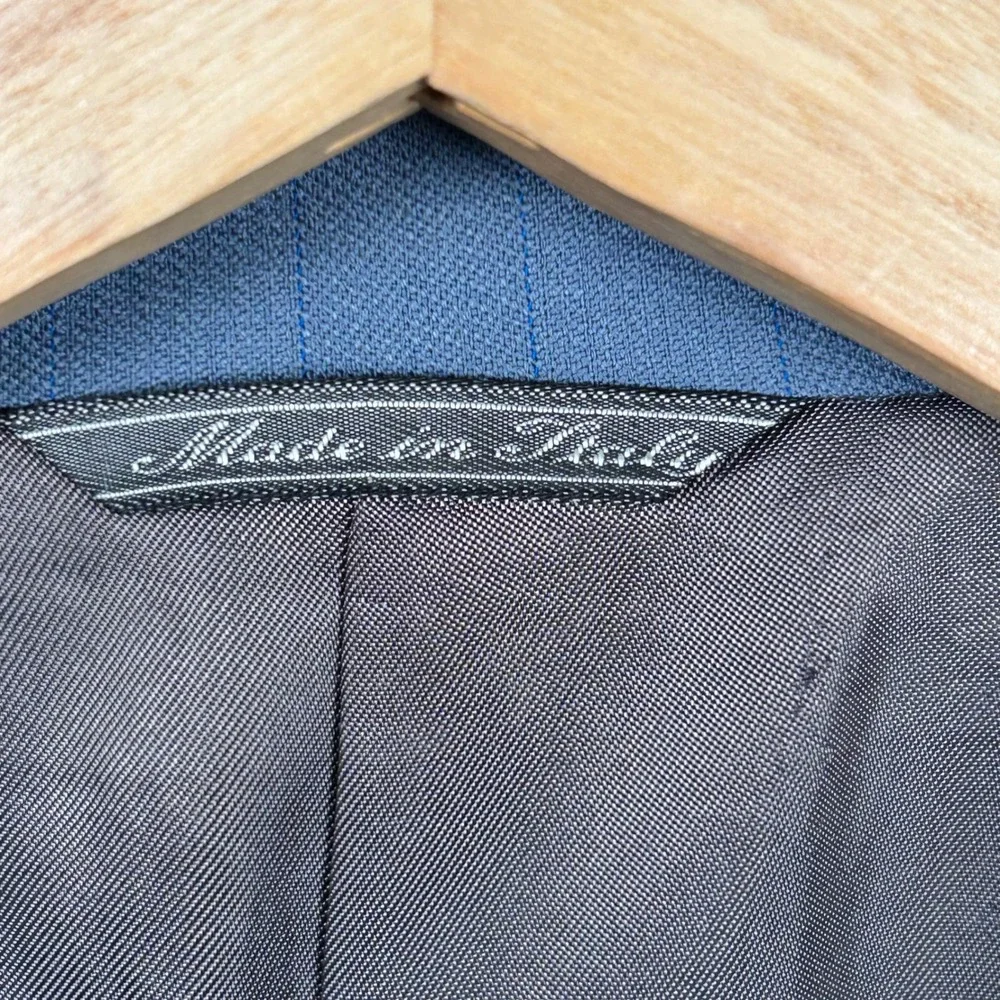 Venezia Sport Coat Blue Mens Size 50 R 100% Virgin Wool Pinstripe Italy